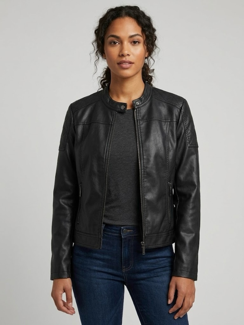 Ashley by 26 International Black Faux Leather Jacket